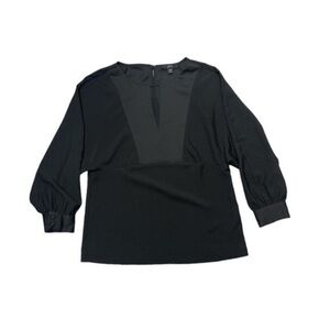 J.Crew Womens Black V-neck Satin Backed Crepe Keyhole Blouse